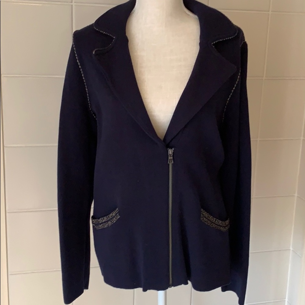 CHICO’S Deep Navy Double Knit Cardigan Sweater